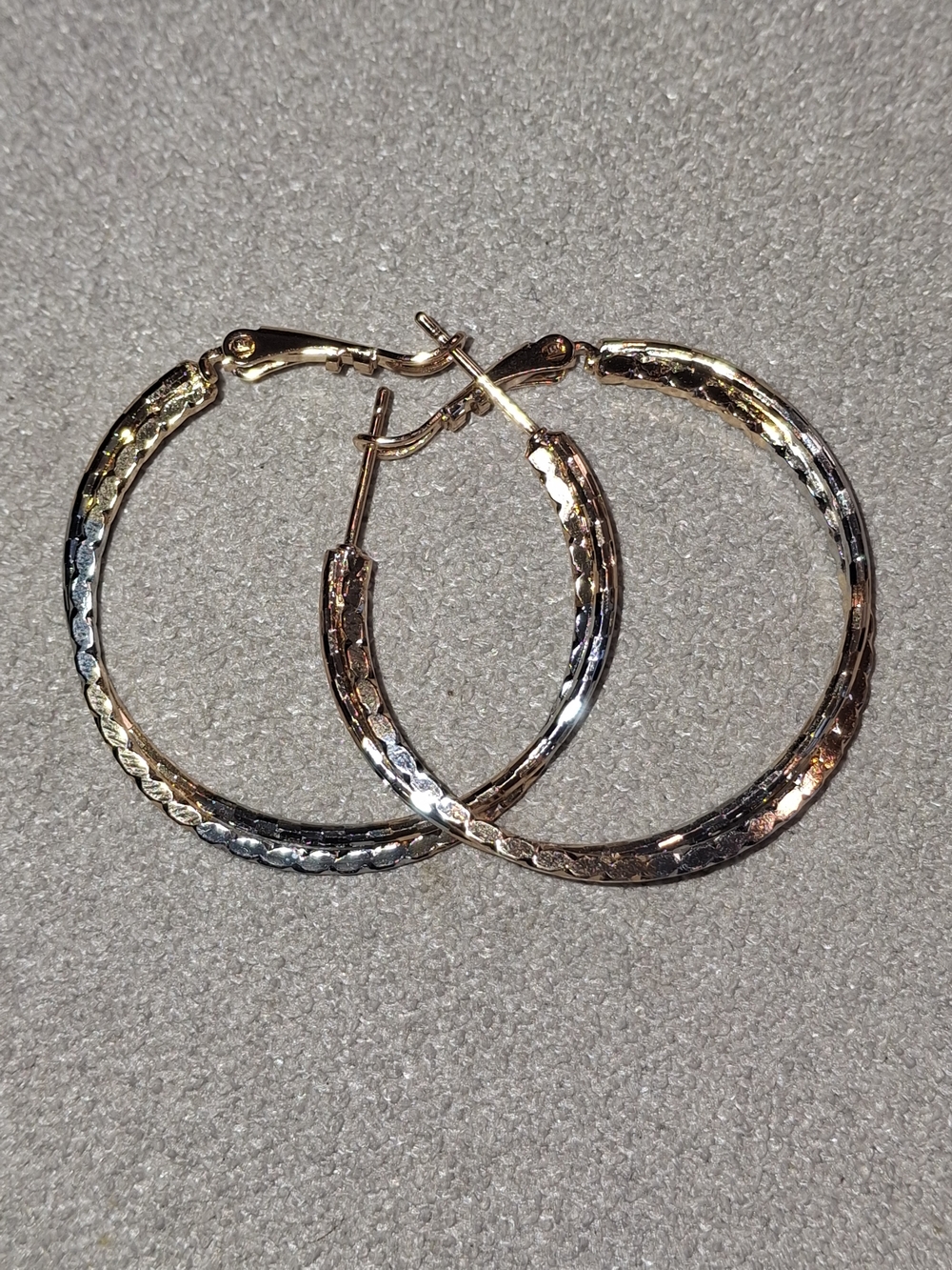 Tri-Tone Textured Hoop Earrings - Women Jewelry